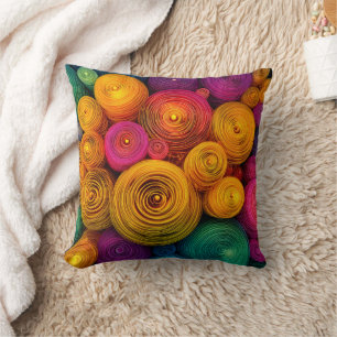 Cojín Decorativo Círculos concéntricos multicolores textura abstrac