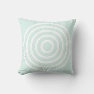 Cojín Decorativo Círculos concéntricos pastel verde cyan y blanco