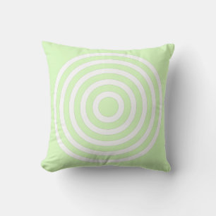 Cojín Decorativo Círculos concéntricos pastel verde lima y blanco