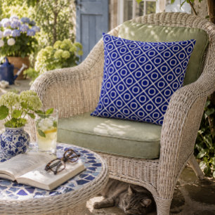 Cojín Decorativo Círculos de Azul Marino y Blanco