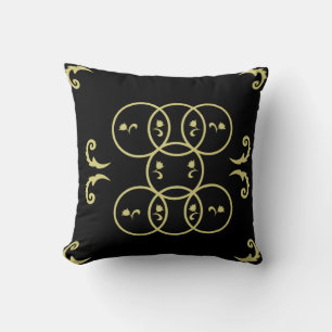 Cojín Decorativo Círculos de oro negro
