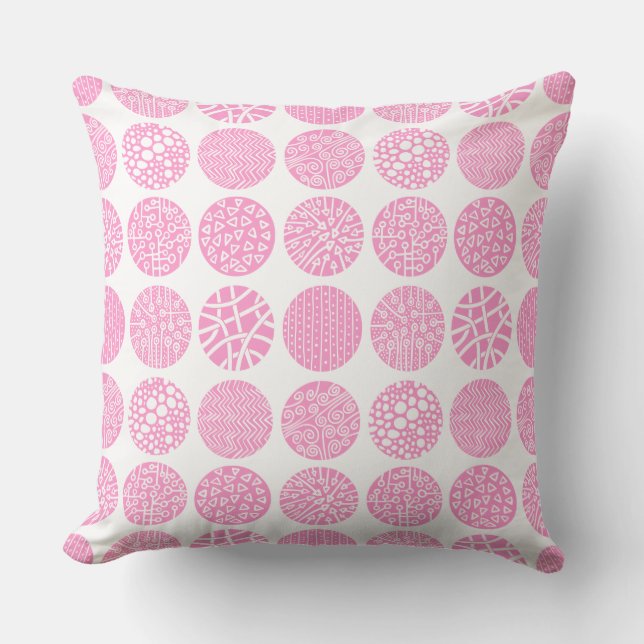 Cojín Decorativo Círculos decorativos - rosa y blanco (Anverso)