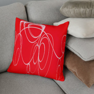 Cojín Decorativo Círculos del baile en moderno rojo y blanco