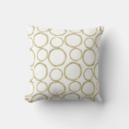 Cojín Decorativo Círculos Dorados Sobre Blanco Moderno Chic