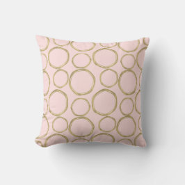 Cojín Decorativo Círculos dorados y rosa sonrojado Mod moderno y tr