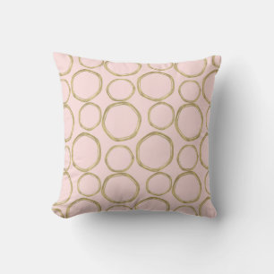 Cojín Decorativo Círculos dorados y rosa sonrojado Mod moderno y tr
