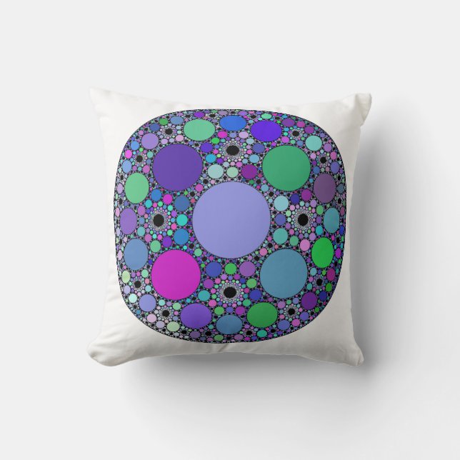 Cojín Decorativo Círculos fractales en verde rosa morado (Anverso)