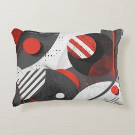 Cojín Decorativo círculos geométricos abstractos rojos y negros