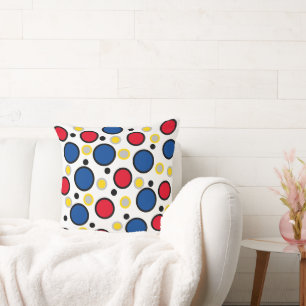 Cojín Decorativo Círculos Geométricos en Negrita Rojo Azul