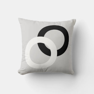 Cojín Decorativo Círculos interconectados en blanco y negro sobre g
