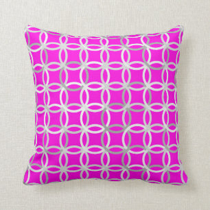 Cojín Decorativo Círculos, magenta, gris y blanco modernos de los