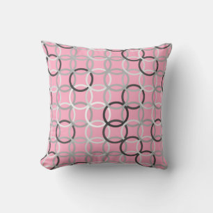 Cojín Decorativo Círculos modernistas de mediados de siglo, rosa co