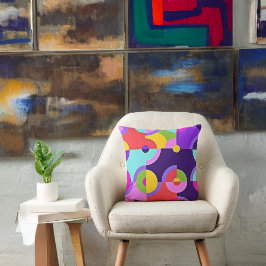 Cojín Decorativo Círculos modernos alegres en azul rosado y verde