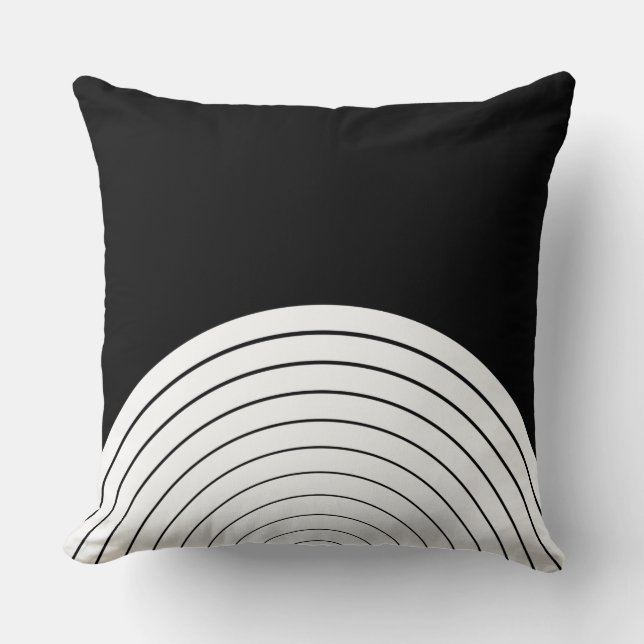 Cojín Decorativo Círculos negros anidados de negro y blanco (Anverso)