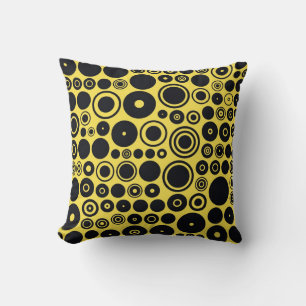 Cojín Decorativo Círculos retro amarillos y negros