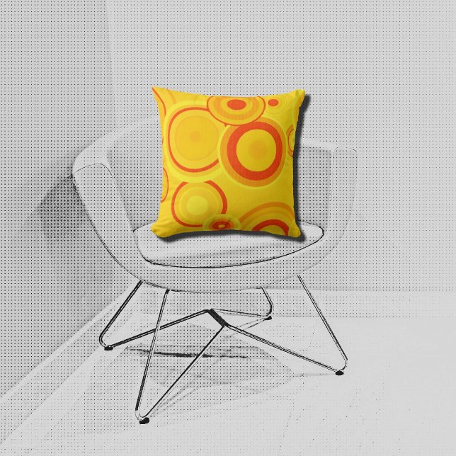 Cojín Decorativo círculos retro audaces - amarillo y naranja (Subido por el creador)