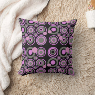 Cojín Decorativo Círculos retro Fiesta Lilac Gris Negro