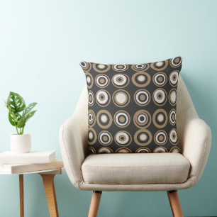Cojín Decorativo Círculos retro Marrón neutral