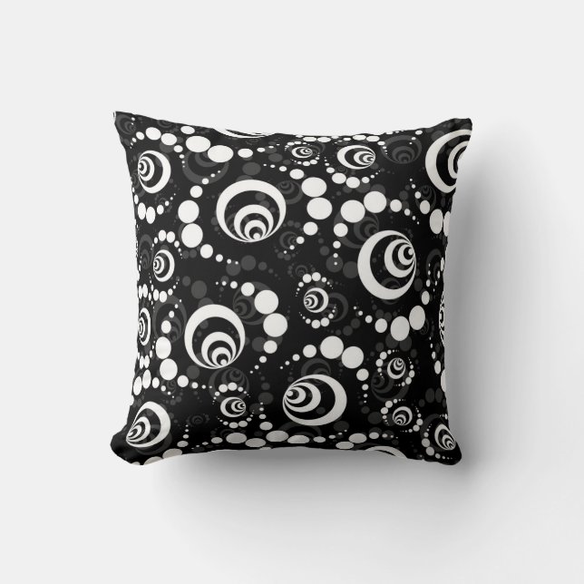 Cojín Decorativo Círculos retros blancos negros de la cosecha (Anverso)