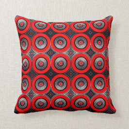 Cojín Decorativo Circulos  Rojos y Negros - Throw Pillow