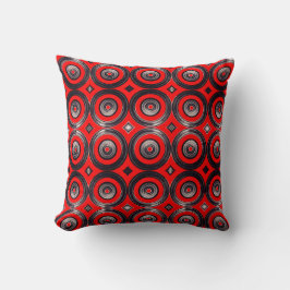 Cojín Decorativo Circulos  Rojos y Negros - Throw Pillow