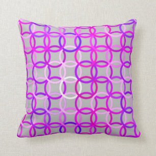 Cojín Decorativo Círculos, rosa, violeta y gris modernos de los
