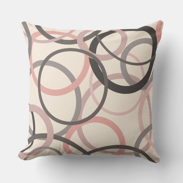 Cojín Decorativo Círculos rosados y grises (Anverso)