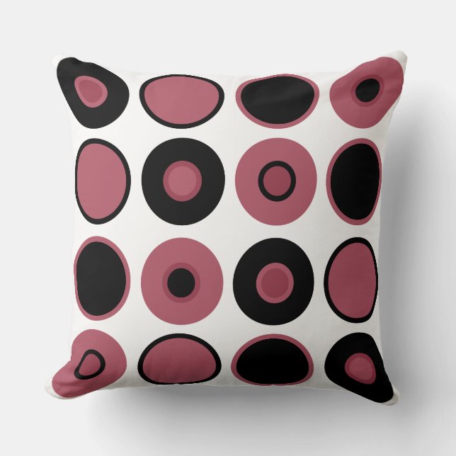 Cojín Decorativo Círculos rosados y negros (Anverso)