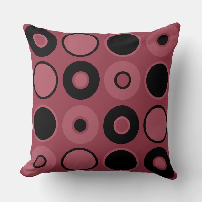 Cojín Decorativo Círculos rosados y negros (Anverso)