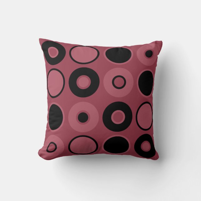 Cojín Decorativo Círculos rosados y negros (Anverso)