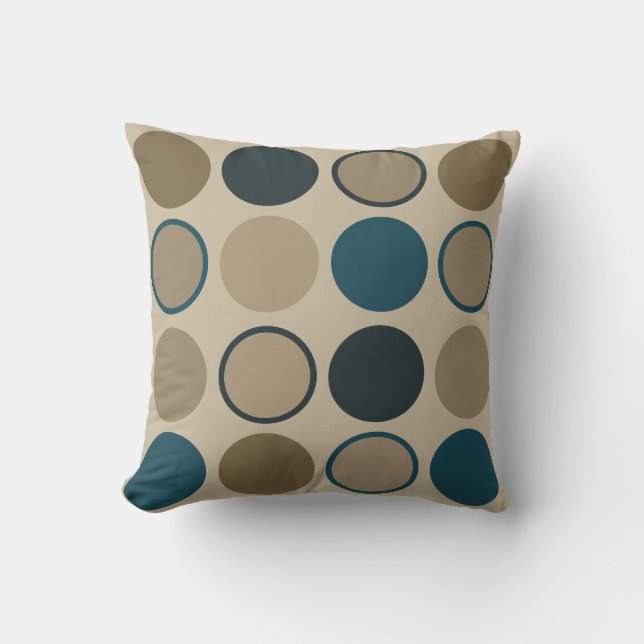 Cojín Decorativo Círculos verde azulados y Toupe (Anverso)