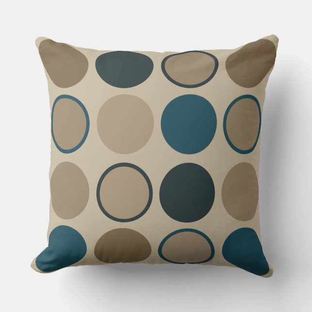 Cojín Decorativo Círculos verde azulados y Toupe (Anverso)