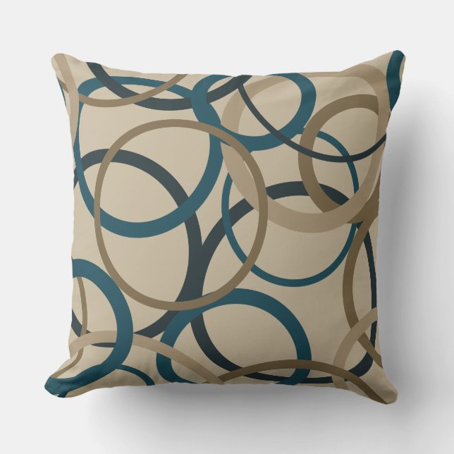 Cojín Decorativo Círculos verde azulados y Toupe (Anverso)