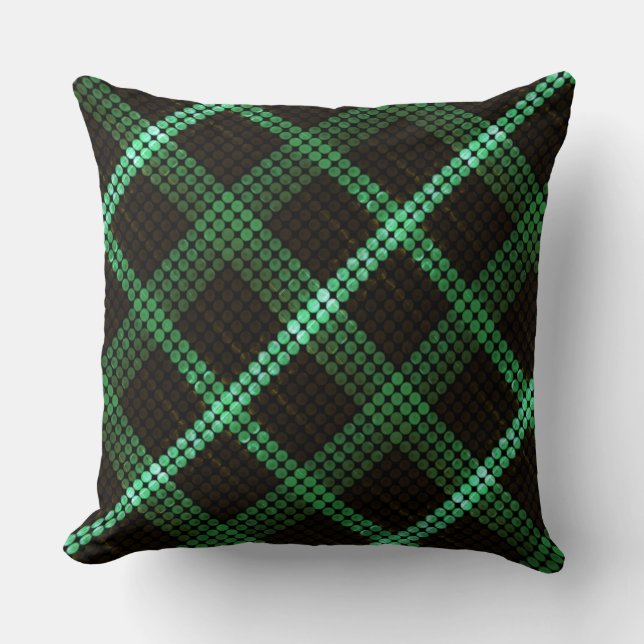 Cojín Decorativo Círculos verdes resquebrajados, cuadrados alineado (Anverso)