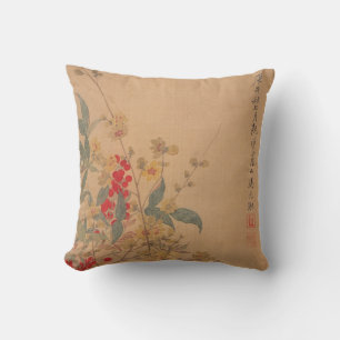 Cojín Decorativo Ciruelo de cera y Nandina por Ma Yuanyu