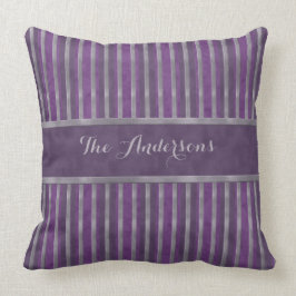 Cojín Decorativo Ciruelo oscuro de acero de la lavanda rayado