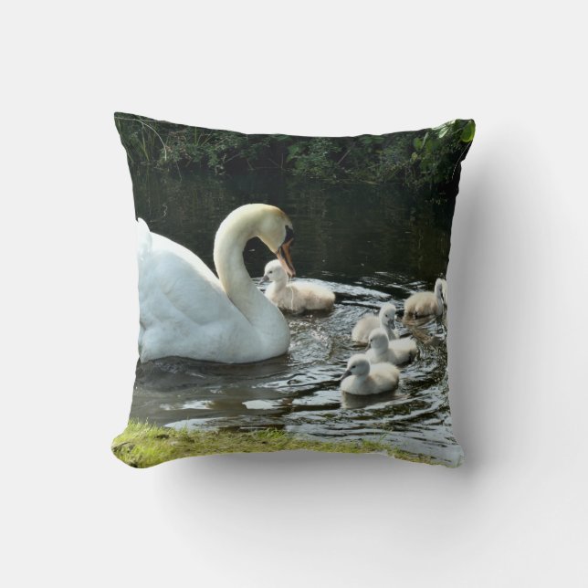 Cojín Decorativo Cisne blanco con garrapatas (Anverso)