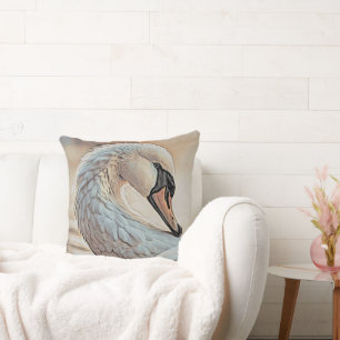 Cojín Decorativo *~* Cisne Blanco SC1 Plumas Detalladas