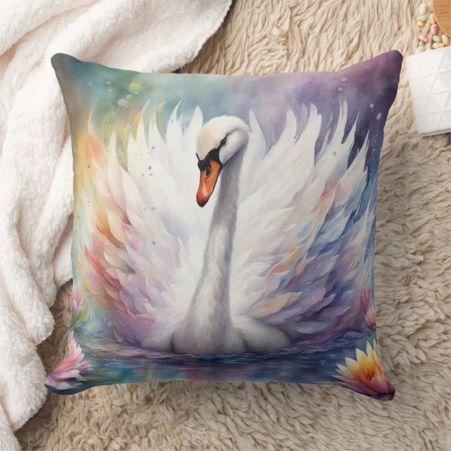 Cojín Decorativo Cisne de aves arcoiris 1 (Manta)