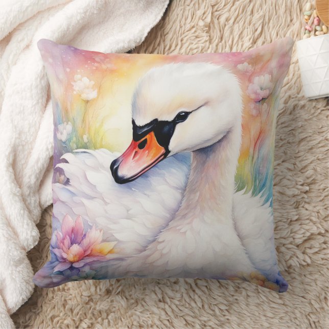 Cojín Decorativo Cisne de aves arcoiris 3 (Manta)
