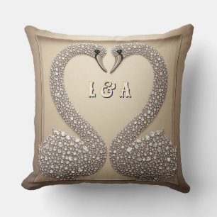 Cojín Decorativo Cisne de Boda Diamante Inspirado en Cristal