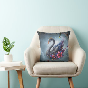Cojín Decorativo Cisne de la Luna Coronada - Guardián del Lago Sile