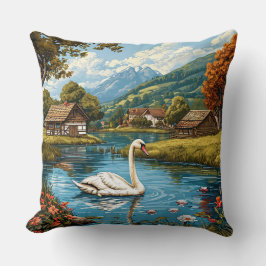 Cojín Decorativo Cisne en el lago Accento de Decoración para el Hog