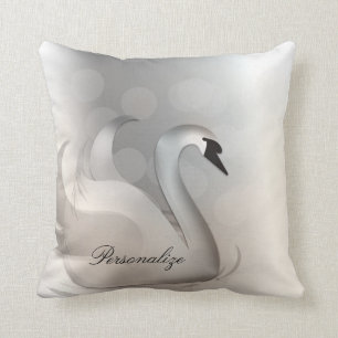 Cojín Decorativo Cisne Hermoso Blanco & Elegante Chic Personalizado
