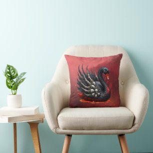 Cojín Decorativo Cisne Oscuro de Huesos – Elegancia Gótica
