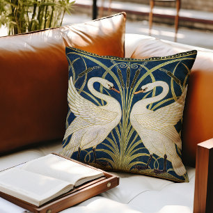 Cojín Decorativo Cisnes Art Deco Nouveau Walter Crane Victoriano 