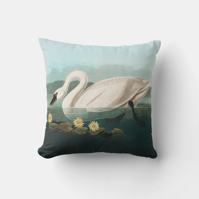 Cojín Decorativo cisnes de agua blanca de cisne audubon (Anverso)