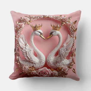 Cojín Decorativo Cisnes de Boda Perla Dorada Amor de Boda