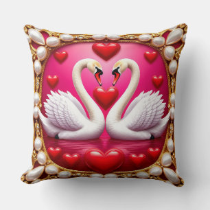 Cojín Decorativo Cisnes de boda romántica enmarcados por Ornat