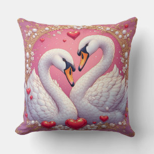 Cojín Decorativo Cisnes de boda romántica enmarcados por Ornat